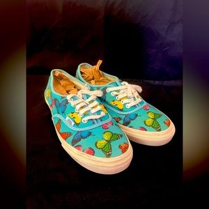 VANS, Authentic Lo Pro, Size 8.5 Women, Blue Butterflies, Gently Used